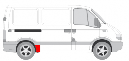 Segment aripa Spate Dreapta (inainte de roata, model scurt) potrivit NISSAN INTERSTAR; OPEL MOVANO A; RENAULT MASTER I, MASTER II, MASTER PRO -01.10 [2]
