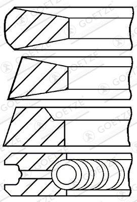Piston - Segment piston (set) (102mm (STD) 2,5-3-3-5) potrivit ABG SAW, SF; AG CHEM GLEANER; AGCO 9000; ATLAS 1000, AB / AB 02; CASE IH 100, S, SC; DEUTZ FAHR 120, ACTOR, AGROPRIMA BF4L913-F8L413