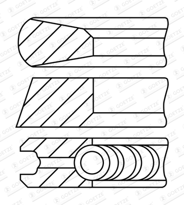 Piston - Segment piston (set) (130mm (STD) 2,5-3,5-3,5) potrivit DAF CF, XF 106, XF II, XG, XG+; IRIZAR I3, I4, I6, I8; VAN HOOL EX, TX MX-13303-MX340 05.10-