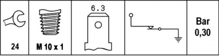 Senzor presiune ulei (0,15-0,45bar, 1 pin, negru) potrivit AUDI 80 B1, 80 B2; PORSCHE 914; VW GARBUS, GOLF I, LT 28-35 I, LT 40-55 I, PASSAT B1, PASSAT B2, PASSAT B3/B4 1F-ZF 01.60-05.97 [3]