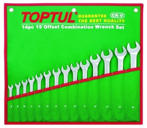 Chei combinate - Set 14 chei combinate fixe inelare cotite 8-24mm, Toptul