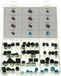 Echipamente service AC - Set 60 bucati piulite dopuri conexiuni HP / LP sistem climatizare aer conditionat auto