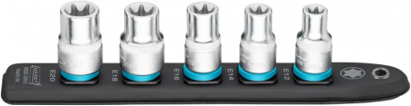 Scule mana - Set CHEI 69 buc, mufă / antrenare: 1/2", scurt, profil: E-TORX, soclu TORX/E-TORX dimensiune: E12, E14, E16, E18, E20, ambalaj: bară