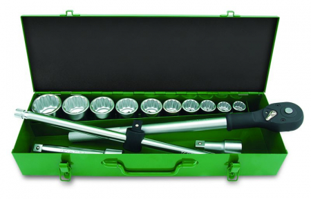 Chei tubulare - Set chei clichet diferite marimi, 14 piese, culoare cutie verde deschis