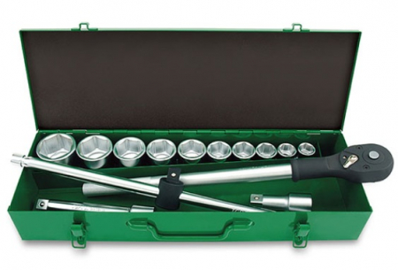 Chei tubulare - Set chei clichet diferite marimi, 14 piese, culoare cutie verde inchis