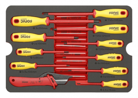 Set de scule, 50buc., priză 6PT / clește combinat / clește de tăiat / clește de tăiere diagonală / bară de prelungire / izolat VDE / cuțit / clichet / șurubelniță, profil: hexagon [2]