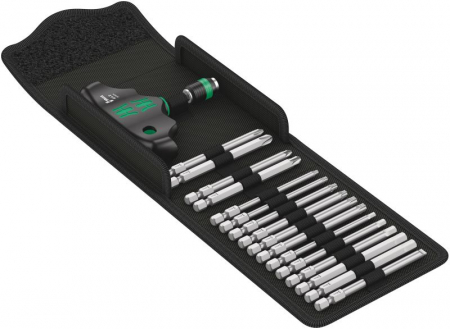 Scule mana - Set de scule HEX / Philips / mâner cu clichet / Biți de inserție cu fante / TORX, număr de scule: 17 buc.