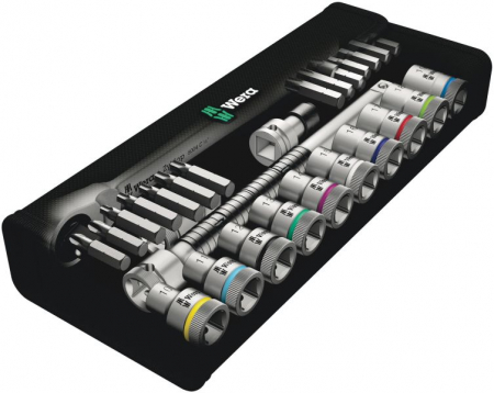 Set de scule, priză 6PT/bară de extensie/bit(uri) de inserție HEX/bit(uri) de inserție Philips PH / clichet/bit(uri) de inserție TORX 1/2", număr de scule : 28buc. [1]