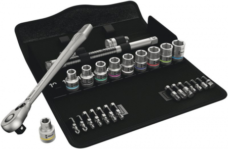Scule mana - Set de scule, priză 6PT/bară de extensie/bit(uri) de inserție HEX/bit(uri) de inserție Philips PH / clichet/bit(uri) de inserție TORX 1/2", număr de scule : 28buc.