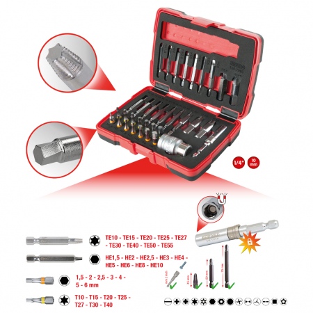 Set extractor suruburi cu cap hexagonal 1/4 + 10 mm 34 piese [5]