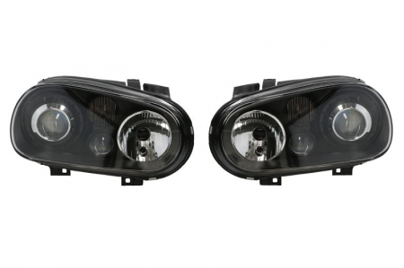 Faruri - Set faruri stanga/dreapta (H1/H3/H7, electric, fara motor, culoare interior: negru) potrivit VW GOLF IV 08.97-06.06