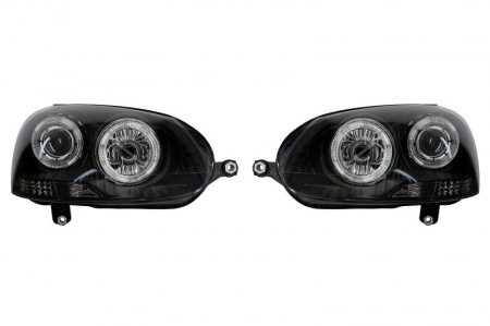 Faruri - Set faruri stanga/dreapta (H7/H7, electric, fara motor, set, culoare interior: negru) potrivit VW GOLF V, JETTA III 10.03-10.10