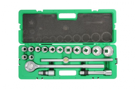 Set scule 3 / 4 17 piese in cutie plastic, 12 colturi tubulare: 19, 21-24, 27, 30, 32, 36, 38, 41, 46, 50mm [1]