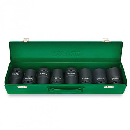 Scule mana - Set tubulare cu impact 1", 8buc, Hexagonale, dimensiune metrică: 27, 30, 32, 33, 35, 36, 38, 41; cu pereți subțiri;