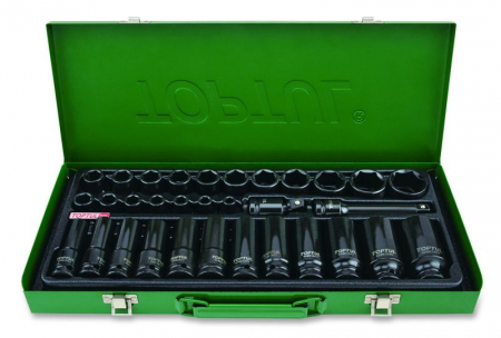 Scule mana - Set tubulare impact Hexagonal, dimensiune tubulara: 1/2", 32 buc, lung, scurt,