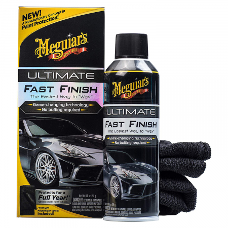 Detailing auto - Solutie protectie auto Meguiar's, aerosol, laveta stergere inclusa, 241g, Ultimate Fast Finish (Aerosol) EU