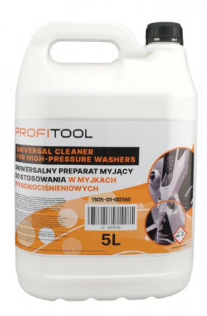 Echipare service - Solutie speciala (5L) 1buc agent de curatare pentru spalatorii sub presiune, aplicatie: beton; etaje; gresiei; lemn; masini; metal; nivelul dispozitivului; pereti; plastic, indeparteaza: murdarirea su