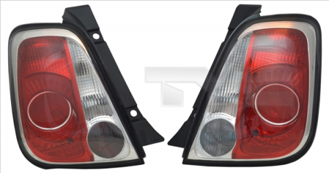 Stop tripla lampa spate dreapta (Semnalizator alb, culoare sticla: rosu, cadru negru) FIAT 500 2007-2015 [2]