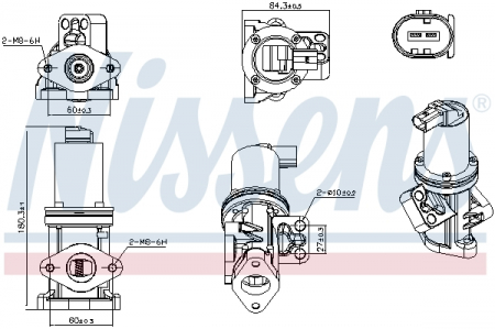 Piese Auto - Supapa EGR potrivit HYUNDAI H-1, H-1 / STAREX; KIA SORENTO I 2.5D 06.97-12.11