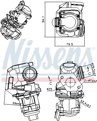 Supapa EGR - Supapa EGR potrivit VOLVO C30, S40 II, S80 II, V50, V70 III; CITROEN BERLINGO, BERLINGO MULTISPACE, BERLINGO/MINIVAN, C2, C3 I, C3 II, C3 PICASSO, C4, C4 GRAND PICASSO I, C4 I 1.6D 11.03-