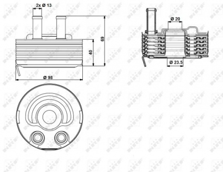 Radiator ulei - Termoflot radiator ulei (98x57x96) NISSAN ALMERA II, PICK UP, PRIMERA, X-TRAIL 2.2D/2.5D dupa 2000