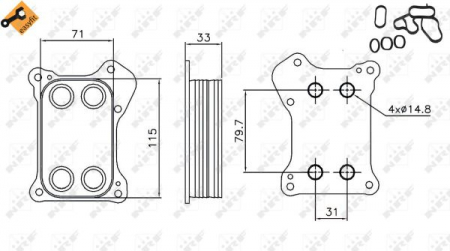 Radiator ulei - Termoflot radiator ulei (cu garnitura) ALFA ROMEO MITO; FIAT DOBLO, DOBLO CARGO, GRANDE PUNTO, IDEA, LINEA, PUNTO EVO, STRADA; LANCIA MUSA, YPSILON; OPEL ASTRA H, ASTRA H GTC, CORSA D 1.3D/1.4 dupa 20