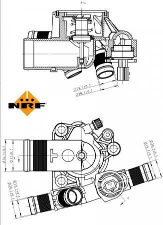 Termostat - Termostat sistem racire (89°C, in carcasa) potrivit NISSAN QASHQAI I, X-TRAIL II; RENAULT ESPACE IV, GRAND SCENIC II, KOLEOS I, LAGUNA, LAGUNA II, LAGUNA III, LATITUDE 1.5D/2.0D 08.05-