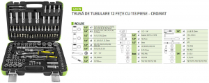 Trusă tubulare 12 fete cromate 113 piese [3]