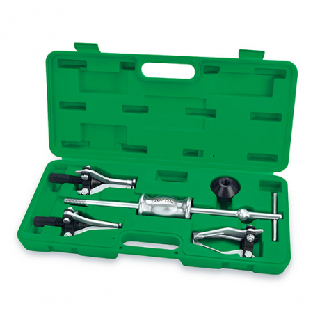 Echipamente - Trusa ciocan glisant TOPTUL JGAI0502, lungime 425 mm, capete cu 3 falci, pentru extractie rulmenti, angrenaje, 5 piese, cutie depozitare