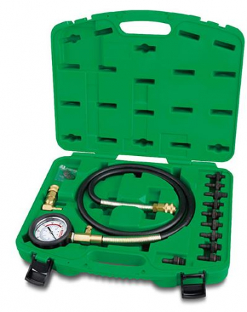 Echipamente - Trusa testare presiune ulei motor TOPTUL JGAI1204, indicator 0-10 bar, furtun 130 cm, cutie depozitare