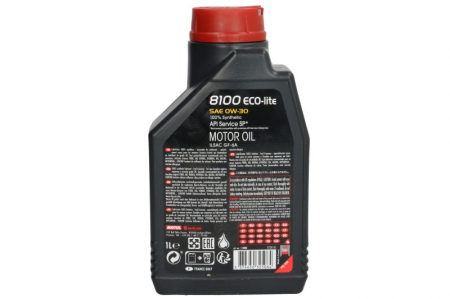 Ulei motor Motul 8100 (1L) SAE 0W30 ;API ILSAC GF-6A; RC; SP; FORD WSSM2C953-A1; FORD WSS-M2C953-B1; FORD WSS-M2C963-A1; GM; GM 4718M; GM 6094 M; HONDA; HYUNDAI; KIA; Mitsubishi [1]