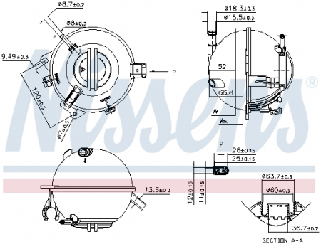 Vas expansiune - Vas expansiune cu capac, cu senzor nivel potrivit AUDI A3, Q3, TT; SEAT ALHAMBRA, ALTEA, ALTEA XL, LEON, TOLEDO III; SKODA OCTAVIA II, RAPID, SUPERB II, YETI; VW BEETLE, CADDY III 02.03-