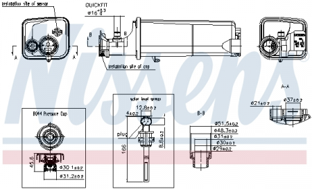 Vas expansiune - Vas expansiune cu capac, cu senzor nivel potrivit BMW Seria 3 (E46), X5 (E53) 10.99-12.07