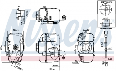 Vas expansiune - Vas expansiune cu capac, cu senzor nivel potrivit VOLVO S60 I, S70, S80 I, V70 I, V70 II, XC70 I, XC90 I 12.95-12.14