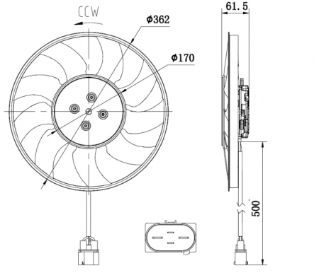Ventilator - Ventilator potrivit AUDI A4 ALLROAD B9, A4 B9, A5, A6 ALLROAD C8, A6 C8, A7, A8 D5, Q7, Q8; VW TOUAREG 2.0-4.0H 01.15-