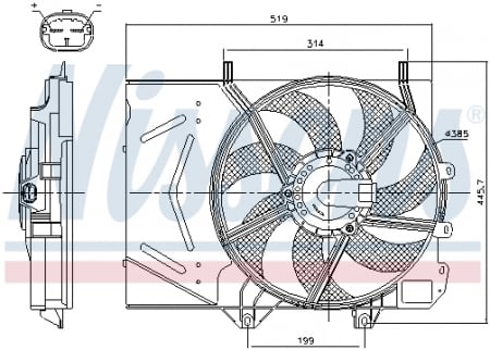 Ventilator - Ventilator radiator CITROEN C2, C2 ENTERPRISE, C3 AIRCROSS II, C3 I, C3 II, C3 III, C3 PICASSO, C4 CACTUS, C-ELYSEE, DS3; OPEL CROSSLAND X; PEUGEOT 1007, 2008 I, 207, 207 CC, 207 SW, 208 1.0-1.6LPG du