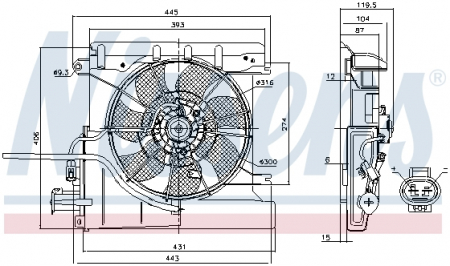 Ventilator - Ventilator radiator (cu carcasa) CITROEN C1, C1 II; PEUGEOT 107, 108; TOYOTA AYGO 1.0/1.2 dupa 2005