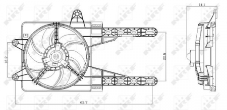 Ventilator - Ventilator radiator (cu carcasa) FIAT PUNTO; LANCIA Y 1.1-1.6 intre 1993-2003