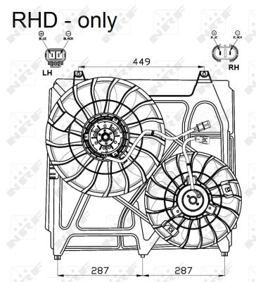 Ventilator - Ventilator radiator (cu carcasa) KIA SORENTO I 2.4/2.5D/3.5 dupa 2002