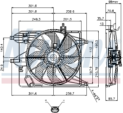 Ventilator - Ventilator radiator (cu carcasa) NISSAN KUBISTAR; RENAULT CLIO II, KANGOO, KANGOO EXPRESS, MEGANE II, SCENIC I, THALIA I, THALIA II 1.2 dupa 1998