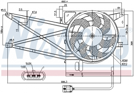 Ventilator - Ventilator radiator (cu carcasa) OPEL VECTRA B 1.6-2.5 intre 1995-2003