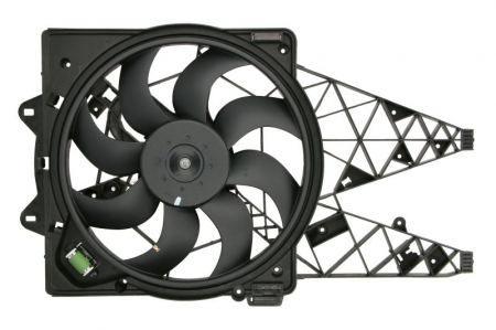 Ventilator - Ventilator radiator cu carcasa potrivit ABARTH PUNTO; ALFA ROMEO GIULIETTA, MITO; FIAT GRANDE PUNTO, PUNTO EVO 1.3D-2.0D 07.08-
