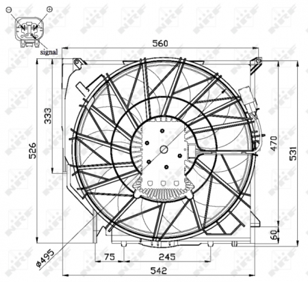 Ventilator - Ventilator radiator (cu carcasa) potrivit BMW X3 (E83) 2.0D-3.0D 09.03-08.10