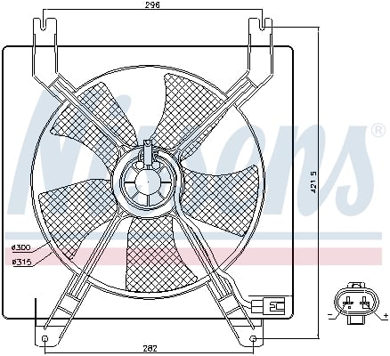 Ventilator - Ventilator radiator (cu carcasa) potrivit CHEVROLET LACETTI, NUBIRA; DAEWOO LACETTI, NUBIRA 1.4/1.6 07.03-