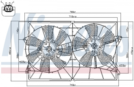 Ventilator radiator (cu carcasa) potrivit CHRYSLER PACIFICA 3.5 08.03-12.06 [2]