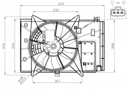 Ventilator - Ventilator radiator (cu carcasa) potrivit MAZDA 6, CX-3 2.0/2.2D 12.12-