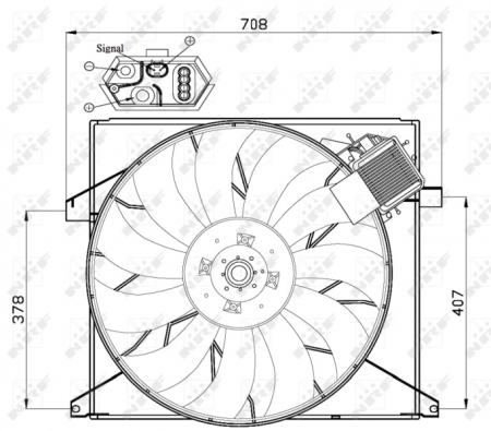 Ventilator - Ventilator radiator (cu carcasa) potrivit MERCEDES M (W163) 2.7D/4.0D/5.4 12.99-06.05