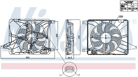 Piese Auto - Ventilator radiator (cu carcasa) potrivit NISSAN QASHQAI I, QASHQAI II 1.2-2.0D 02.07-