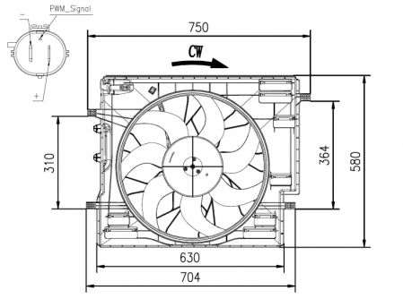 Ventilator - Ventilator radiator (cu carcasa) potrivit VOLVO XC90 II 2.0/2.0H 09.14-