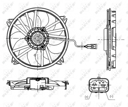 Ventilator - Ventilator radiator potrivit DS DS 4; CITROEN BERLINGO/MINIVAN, C4, C4 I, C4 II, C4 III, DS4; FIAT SCUDO; PEUGEOT 307 1.2-2.0D 07.98-